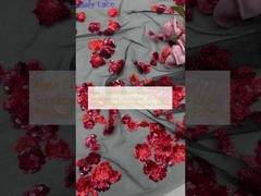 Neue Kollektion Roter Sequin gestrickte Spitze Stoff 3D Floral Elegante Hochzeitsbroderie Stoff