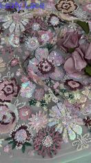 Semi-sheer Blume Sequin gestickte Stoff für Frauen Mode Kleid