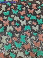Farbenfrohe Schmetterling hochwertige weiche Sequin bestickte Stoff Patttern Stück Farbstoff Mesh Boden für Mode Kleid