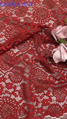 Hochwertige rote Farbe Schnur glänzen Blumen Schalpen Rand Spitze Stoff von der Yard Kleid für Mode