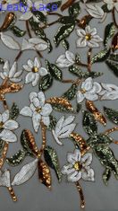 Zartes Blumennetz Sequin Stickgewebe für Heimdekoration Dame Kleidung