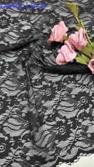 Ganz breit gestrecktes Spitzengewebe in schwarz elegantes Blumenmuster und schallige Kanten für Modefrauen Kleid