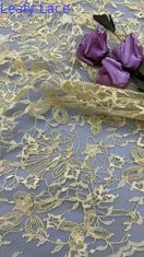Gelb Dauerhafte und elegante Stickerei Luxuriöse Blumen Stickerei Stoff Spitze Stoff Hochzeit Geburtstag Gelegenheiten