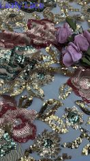 Blattfarbige Sequin-Bräude Stoff Langlebig und elegant Farbige Sequin-Bräude Spitze