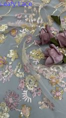 Blätterspitzen Sequin Stickgewebe 3D Floral Elegant und Atmung Luxus Anlass Gewebe