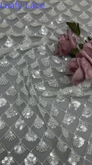 Blattflächige 3D-Blumengewebe Sequin Elegante Mesh Spitze Gewebe Luxus Gelegenheit Abendgewebe