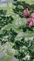 100% Polyester 3D Floral Stoff Sequin Elegante Glanznetz Spitze Stoff Luxus Gelegenheit Abend Stoff