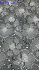 Gewirkt aus Perlen, Spitze, Gewebe aus Maschen, Sequin, Blumen, Eleganz, Sequin, Spitze, Luxusgewebe