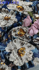 Blumensequin Broderierte Spitze Blattstoff 100% Polyester angepasste neue Kollektionen
