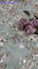Farbenfrohe Blume Sequin Broderierte Spitze Stoff Dekoratives Netz Blatt kundenspezifisch