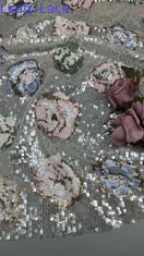Sequin Broderierte Spitzenstoff glänzend 100% Polyester Sequin Spitzenstoff