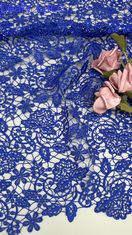 Hochwertiges blau gesticktes Chantilly Stoff Spitze Stoff Hohl-up elegant für Damen