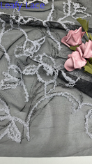 100% Baumwolle Broderierte Spitze Stoffnetz für Kleider Schwarz Gold Farbe Geburtstagskleider