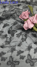 Schmetterling Luxus chemische Spitze Stoff romantische Spitze für Hochzeit Couture schwarze Mesh Kleider
