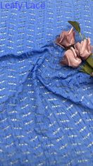 Hochwertiger blauer Spitzenstoff mit Hohlsaum-Effekt für künstlerische Hochzeits- und Abendkleider, Kleidung
