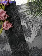 Schwarze metallische geometrische Linie silbernes gesticktes Spitze-Gewebe Lurex