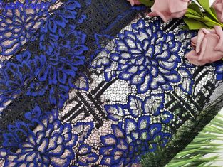 Haupttextilgroße Blumen-blaues geschnürtes Spitze-Gewebe für kleines Mädchen-Kleid