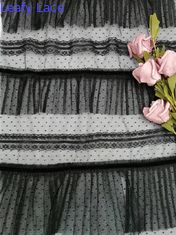 Schwarzer Dot Foil Printing Pleated Crinkle Mesh Crushed Tulle Fabric