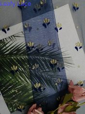 Königsblau-druckte metallisches gespritztes Spitze-Funkeln Tulle Mesh Foil Gewebe