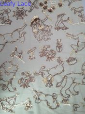 Champagne-Farbepaillette-gesticktes Gewebe-Mädchen-Kleiderspitze-Maschenpaillette