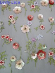 stickten bunte Paillette 3D Gewebe, das Blumen-Seuqin Spitze-Gewebe bördelte