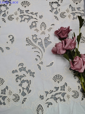 100% Cotton Embroidered Eyelet Fabric Laser Cut 3D Embroidery Patch By Leafy