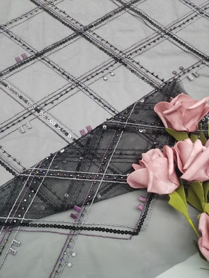 3D Merrowed Chemical Lace Fabric Lightweight Polyester Embroidery Yarn Dyed