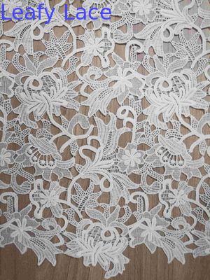Chemical Floral Embroidery Lace Fabric 119CM Width Iron on Backing