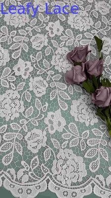 100% Poly Off White Cashew High Quality Chemical Embroidered Lace Fabric For Women Clothing