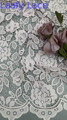 100% Poly Off White Cashew High Quality Chemical Embroidered Lace Fabric For Women Clothing