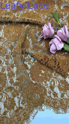 Brown Color Chenille Yarn Floral Scalloped Edge Lace Fabric By The Yard Dress For Women Dress