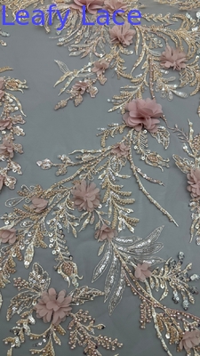 Stunning 3d Floral Sequin Embroidered Mesh Fabric 3D Beading Embroidery