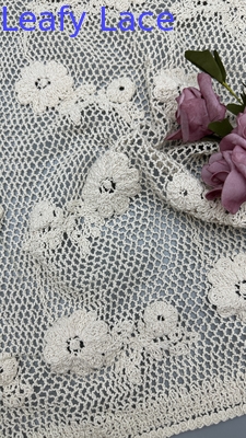 Eco-Friendly 100% Cotton Crochet Embroidery Lace Fabric With Floral Pattern Soft And Comfortable