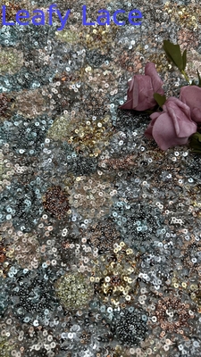 Colorful 100% Polyester Style Sequin Embroidered Fabric For Fashion Show Dress