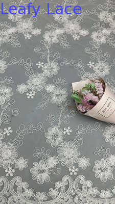 3D Embroidered Floral Lace Fabric With Mesh Artistic Multi-Layered Texture For Statement Evening Dresses