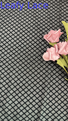 Customized Rhombus Flocking Corded Lace Fabric for Party Dresses