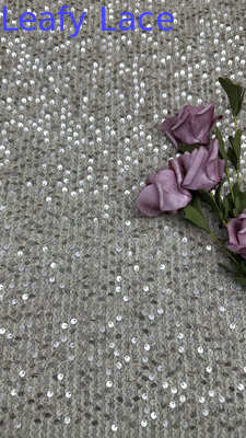 100％ Embroideded Lace Sequin Fabric Customized New Collection for Party Gowns