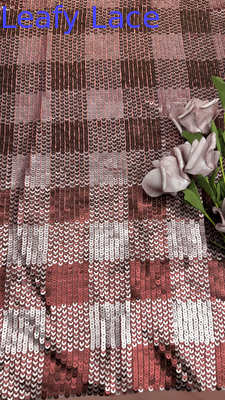 Plaid Sequin Embroideded Lace Fabric Elegant Shining Customized New Collection Fabric