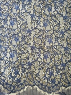 Navy Metallic Lurex Lace Fabric