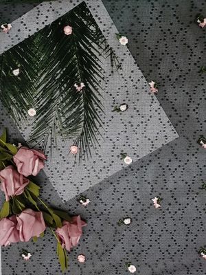 49 Inch Floral Embroidered Tulle Fabric AZO Free