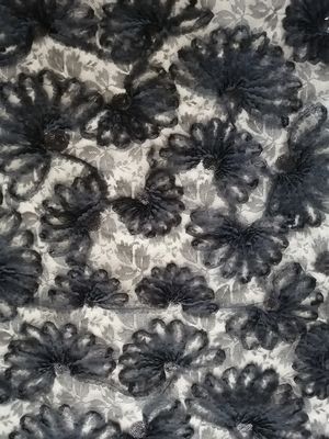 Cored Embroidery Party Lace Black 3D Sequin Applique Fabric