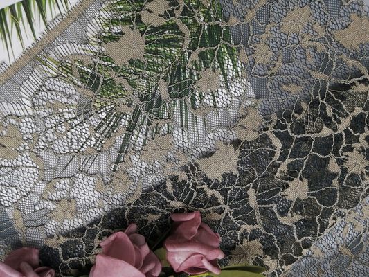 Recycled 142CM 2 Colors Tone Green Corded Lace Fabric