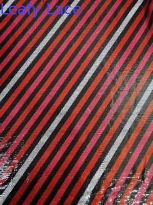 Party Colored Linear Printed Embroidered Sequin Lace Fabric