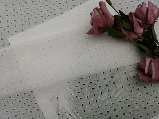 Sakura Cherry Blossom Thread White Embroidered Eyelet Fabric