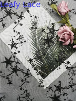 Black Star Shape Sequin Embroidered Fabric