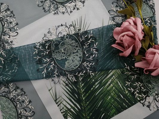 60 Yards Tulle Mesh Party Green Embroidered Lace Fabric