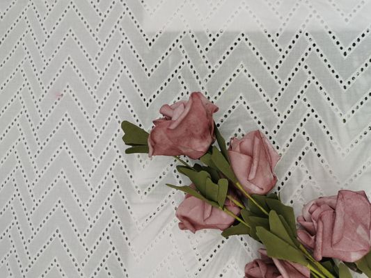 125CM White Zipper Embroidered Cotton Lace Fabric