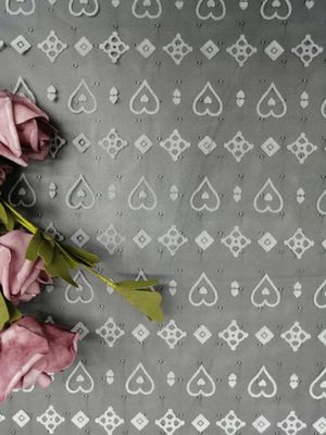 AZO Free Tulle Mesh Printed Lace Fabric Balck Ground White Flocking