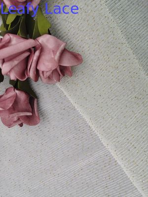 Pleated Tulle Mesh Foil Printed Fabric Shimmering Tulle Lace