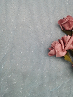 Bule Dot Tulle Mesh Foil Printed Fabric Pleated Lace Fabric